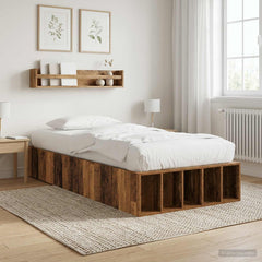 Bed Frame with Storage 80 x 200 cm Engineered Wood Old wood