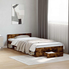 Bed Frame with Drawers without Mattress Length 200 cm Smoked Oak 80 cm