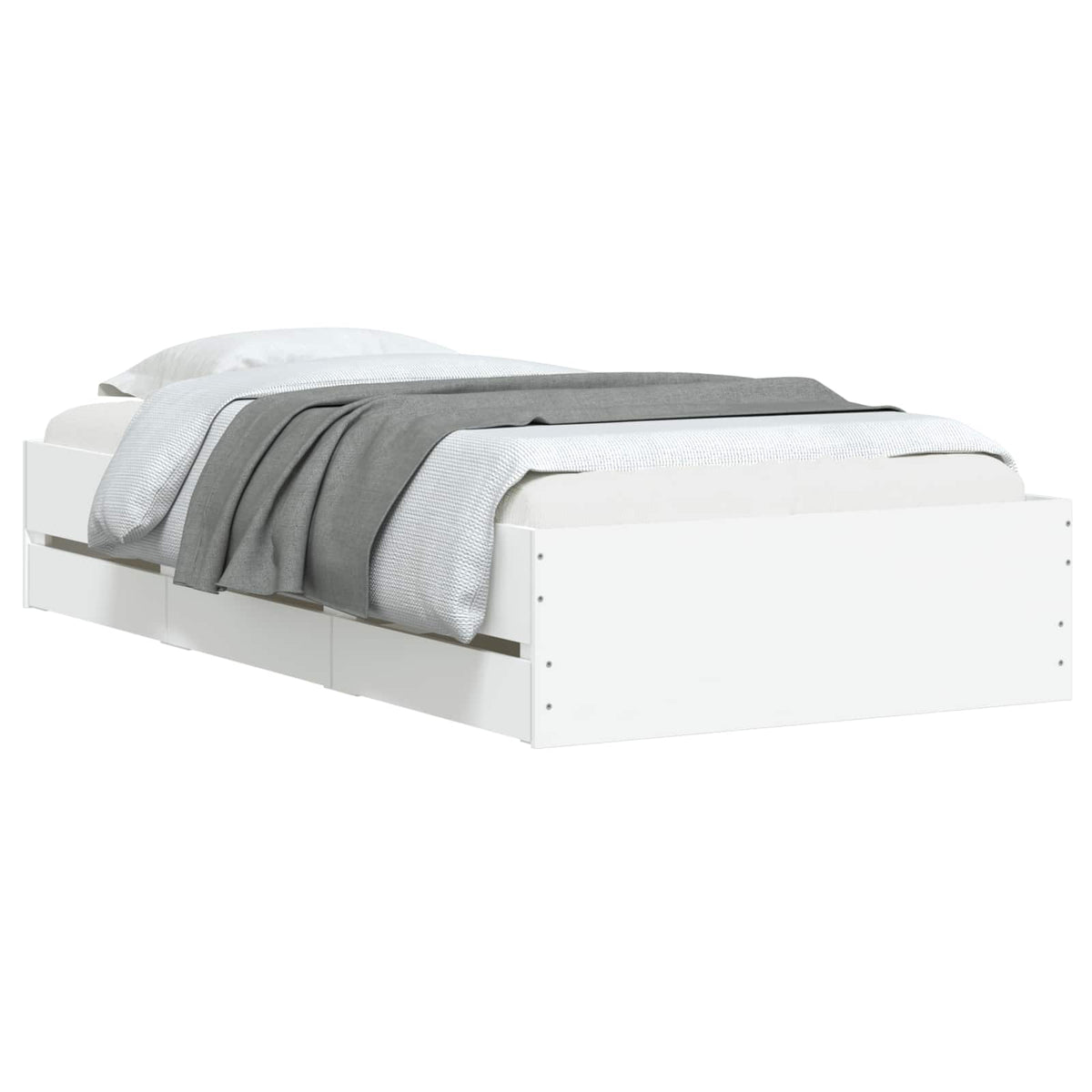 Bed Frame with Storage with Drawer Engineered wood Length 200 cm Width 80 cm White