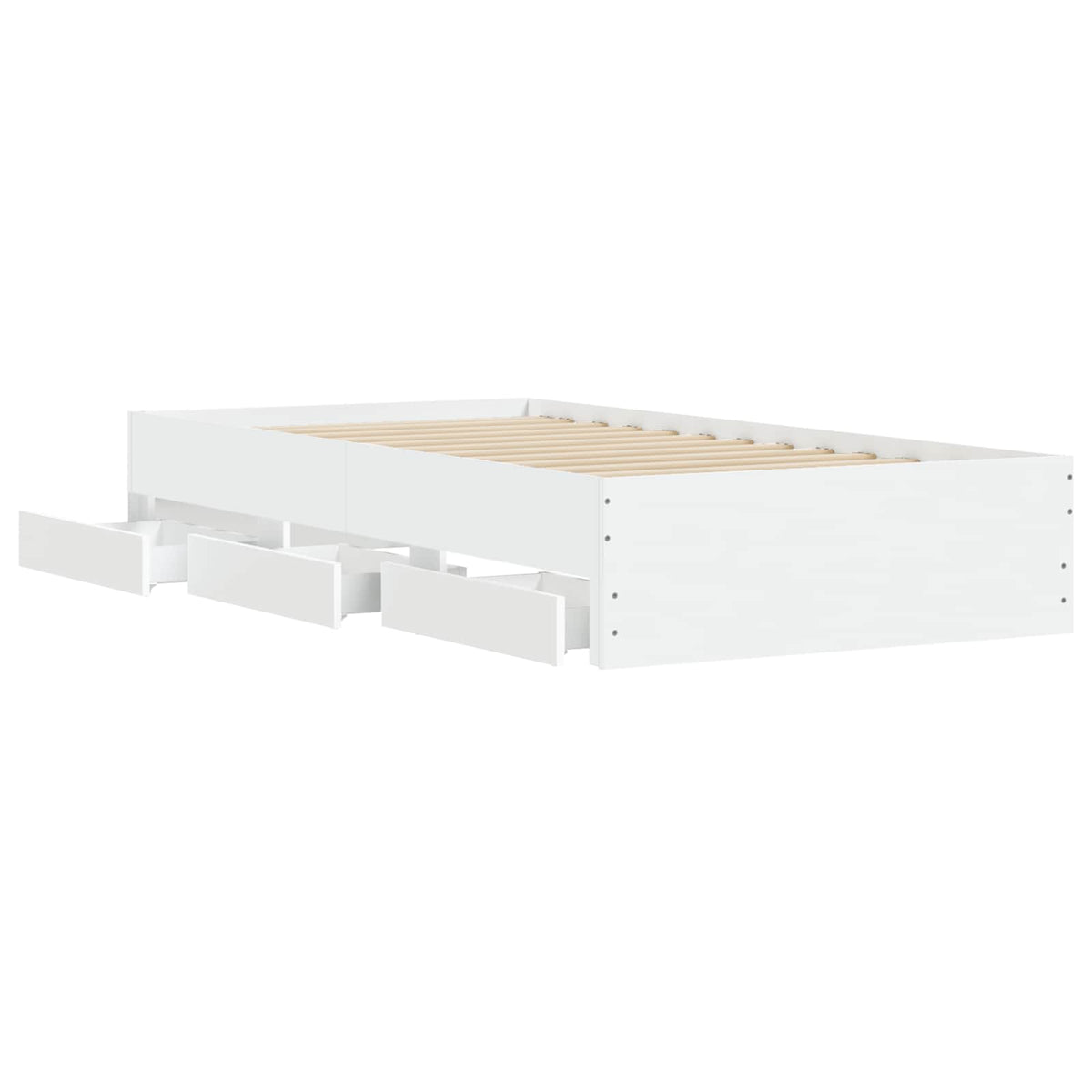 Bed Frame with Storage with Drawer Engineered wood Length 200 cm Width 80 cm White