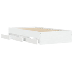 Bed Frame with Storage with Drawer Engineered wood Length 200 cm Width 80 cm White