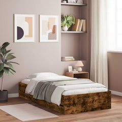 Bed Frame with Storage with Drawer Engineered wood Length 200 cm Width 80 cm Smoked oak