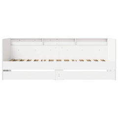 Daybed with Drawer with Shelf Engineered Wood Length 200 cm Width 80 cm White