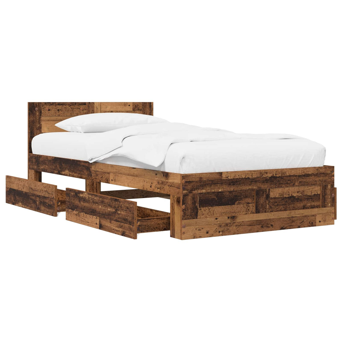 vidaXL Bed Frame with Drawer 2 pcs Old Wood Engineered Wood 3