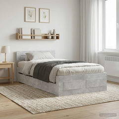 Bed Frame with Headboard Concrete Grey 80 x 200 cm