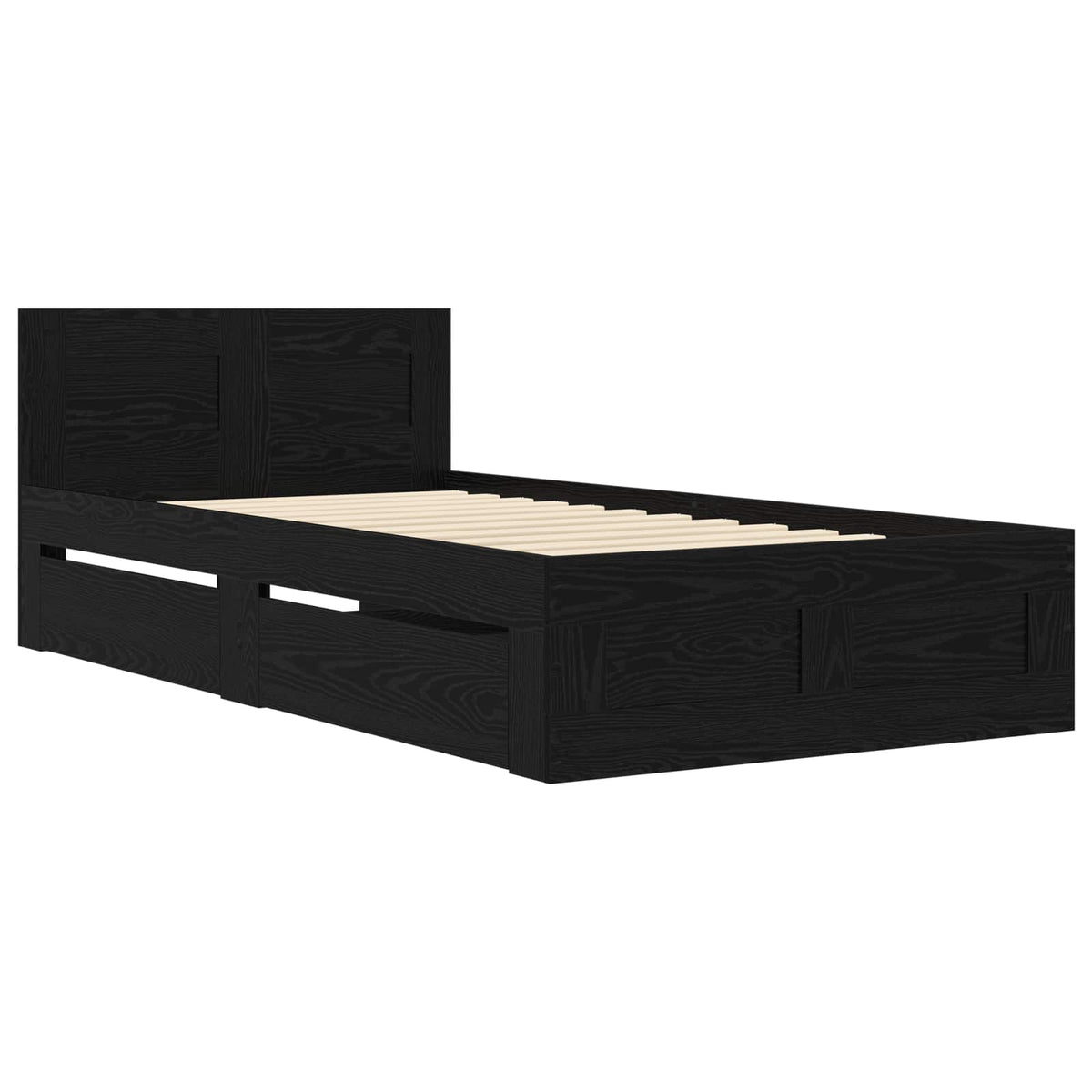 vidaXL Bed Frame with Drawer 2 pcs Black Oak Engineered Wood 4