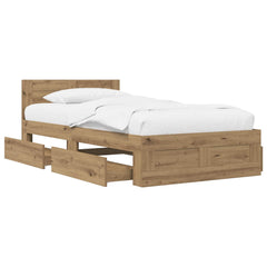 vidaXL Bed Frame with Drawer 2 pcs Artisian Oak Engineered Wood 3