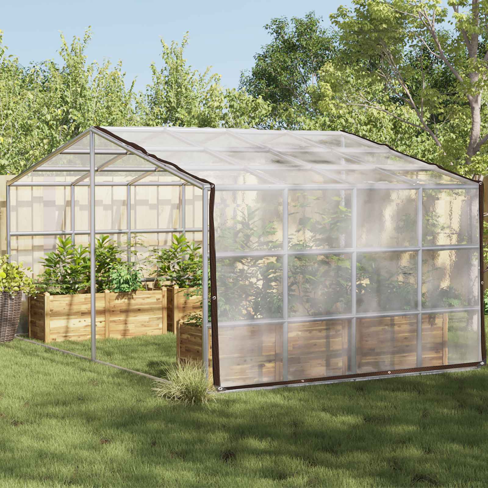 vidaXL Plant Cover Transparent 4 x 6 m PE 1