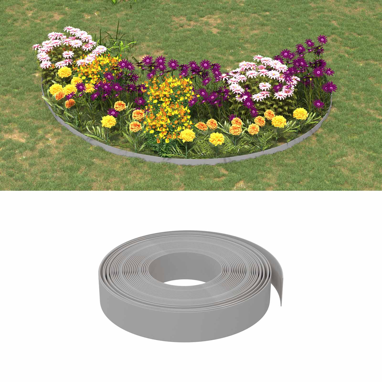 vidaXL Garden Edging 25 m 10 cm PE Grey 1