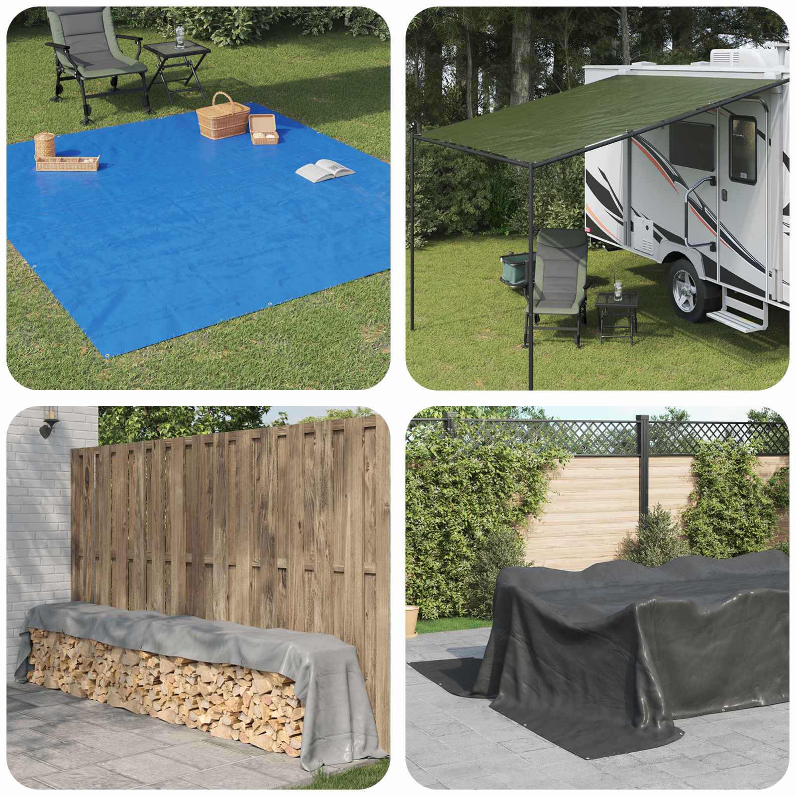 vidaXL Tarpaulin with Eyelets White 6 x 8 m 260 gsm PE 1