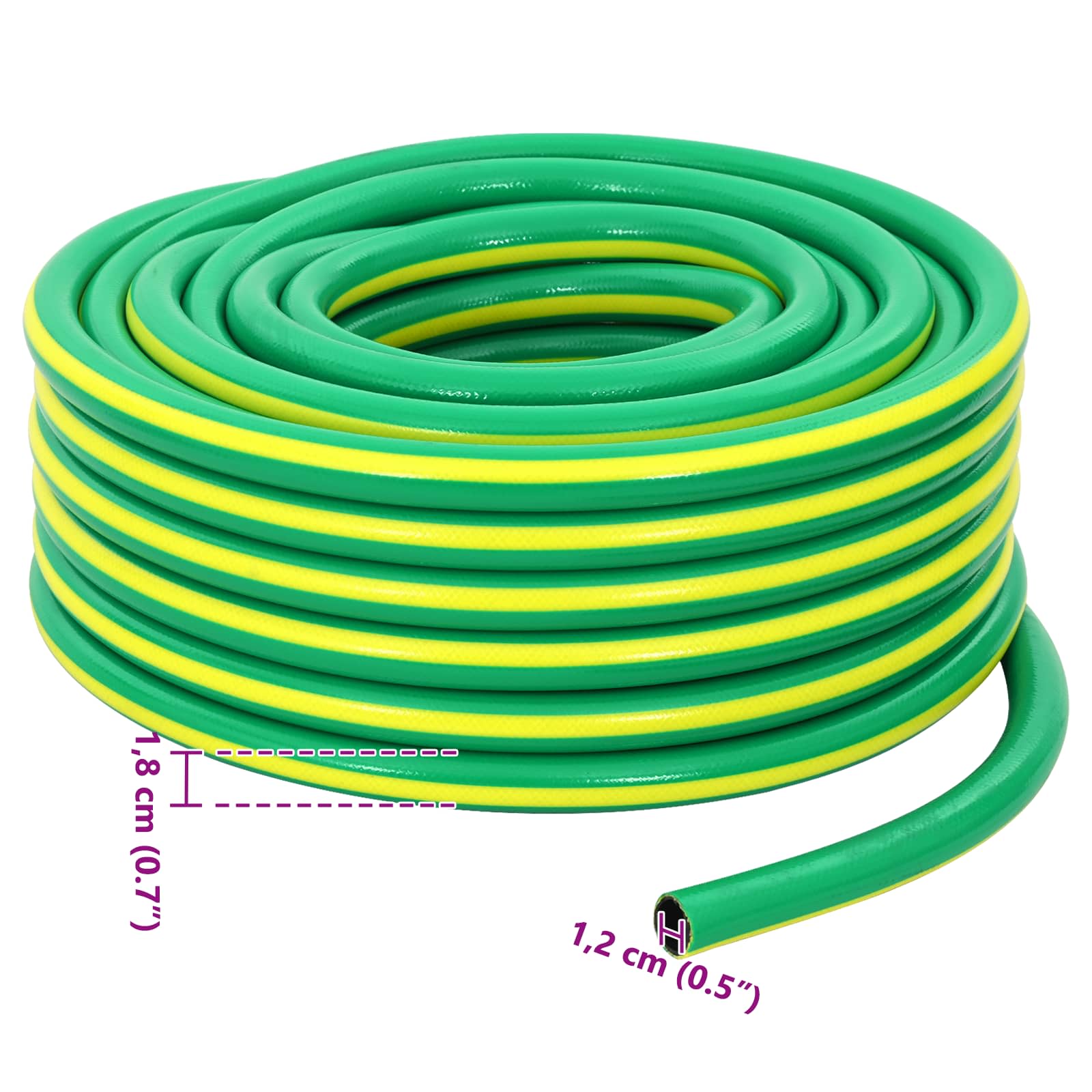 vidaXL Garden Hose 5-Ply Green and Yellow 12 mm PVC 6