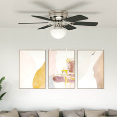 Ceiling Fan with Light and Remote Control Ø Black 82 cm with 6 blades