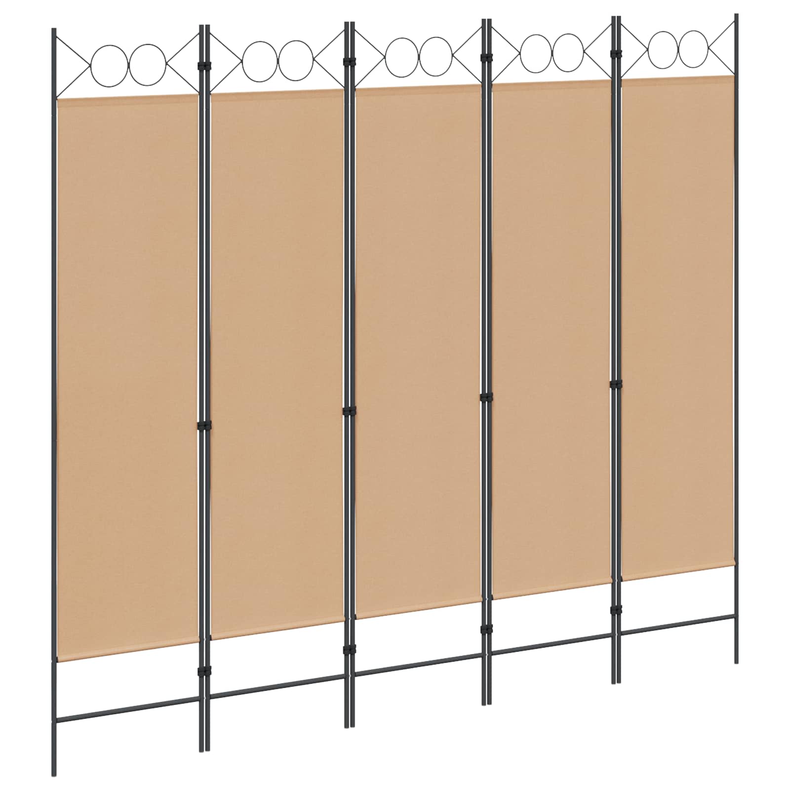 vidaXL 5-Panel Room Divider Beige 200 x 180 cm Fabric 1