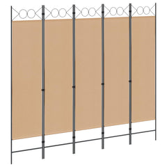 vidaXL 5-Panel Room Divider Beige 200 x 180 cm Fabric 1