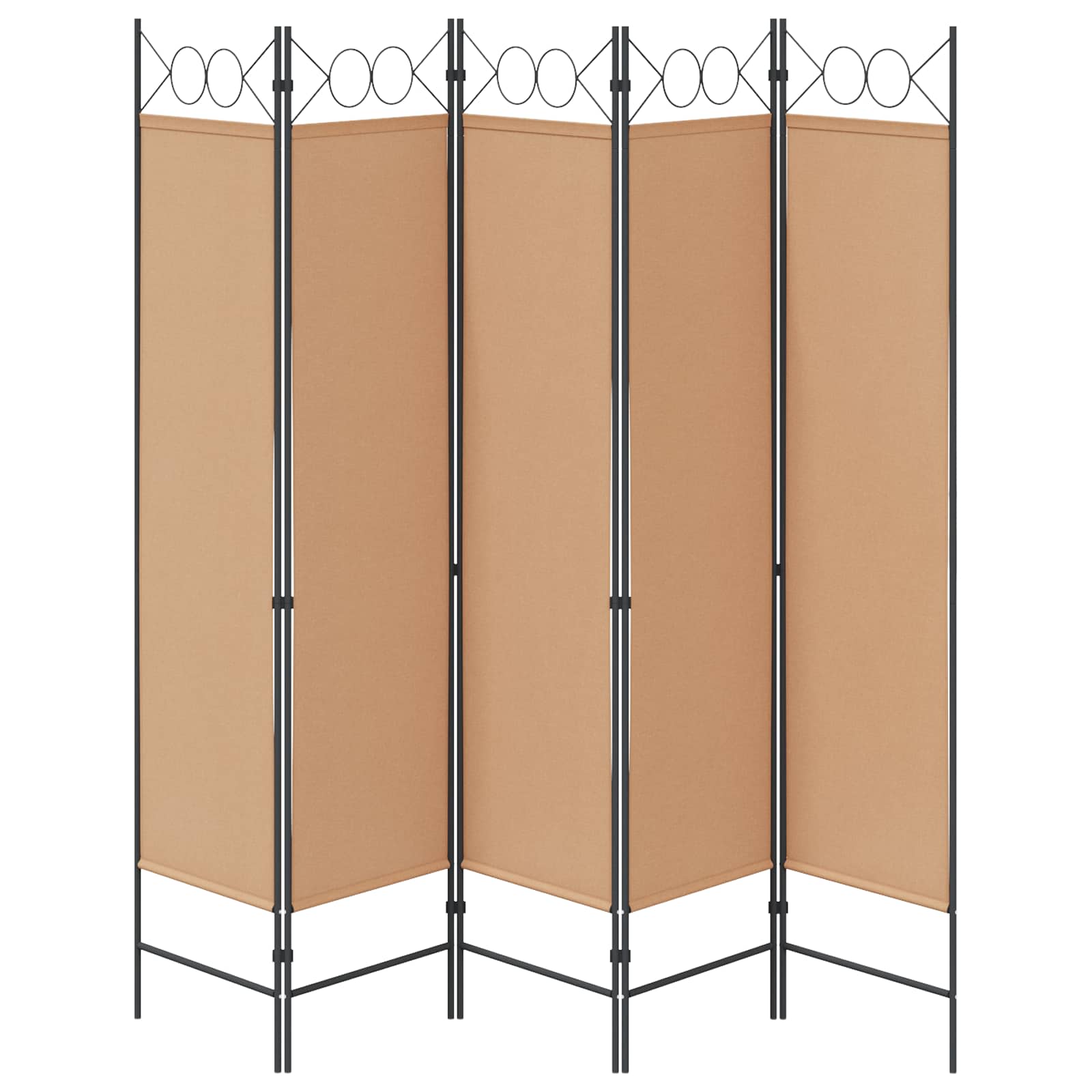 vidaXL 5-Panel Room Divider Beige 200 x 180 cm Fabric 5