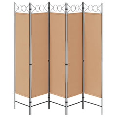 vidaXL 5-Panel Room Divider Beige 200 x 180 cm Fabric 5