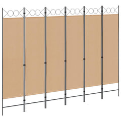 vidaXL 6-Panel Room Divider Beige 240 x 180 cm Fabric 1