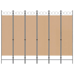 vidaXL 6-Panel Room Divider Beige 240 x 180 cm Fabric 3