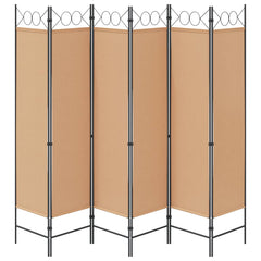 vidaXL 6-Panel Room Divider Beige 240 x 180 cm Fabric 5