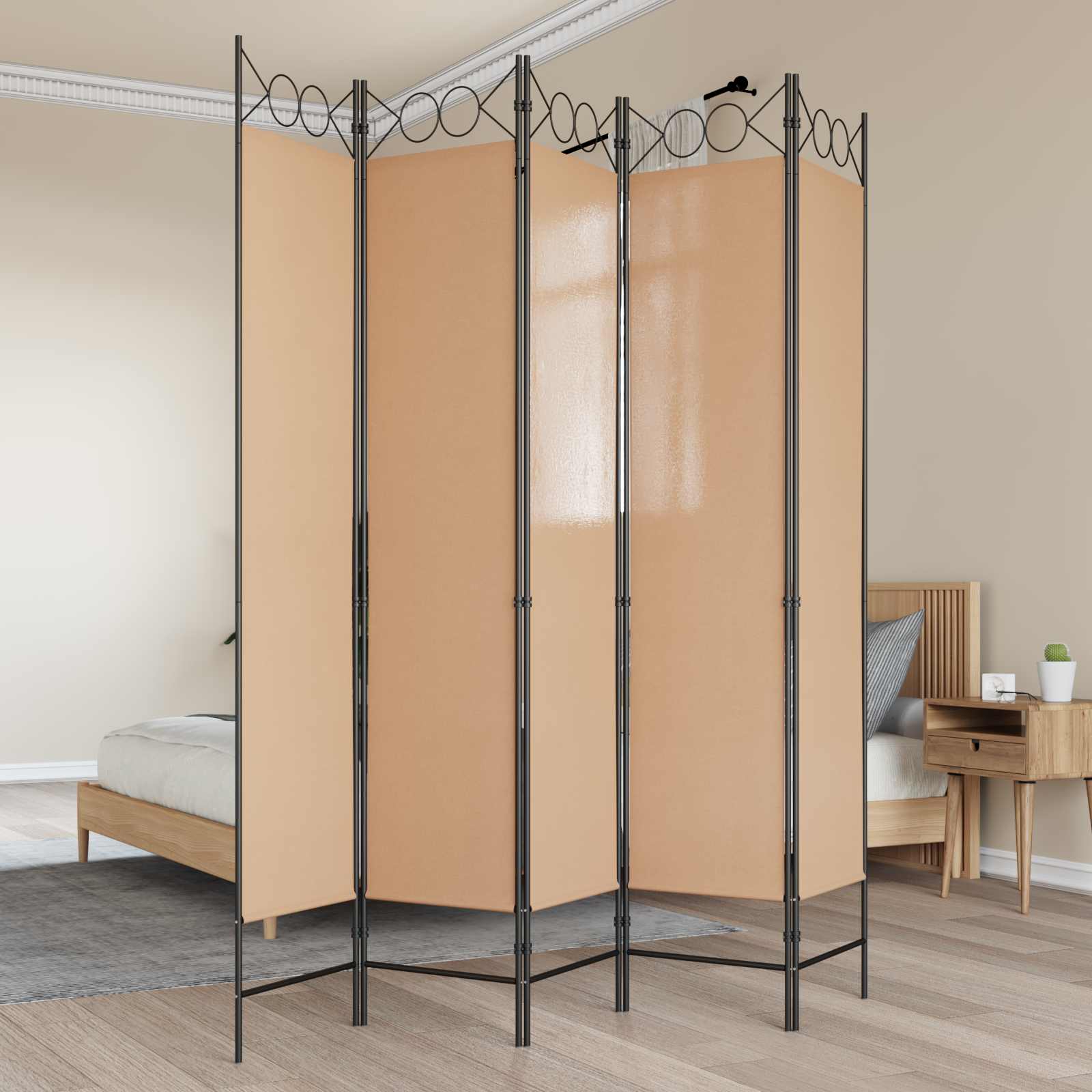 vidaXL Room Divider Beige 200 x 200 cm Fabric 1