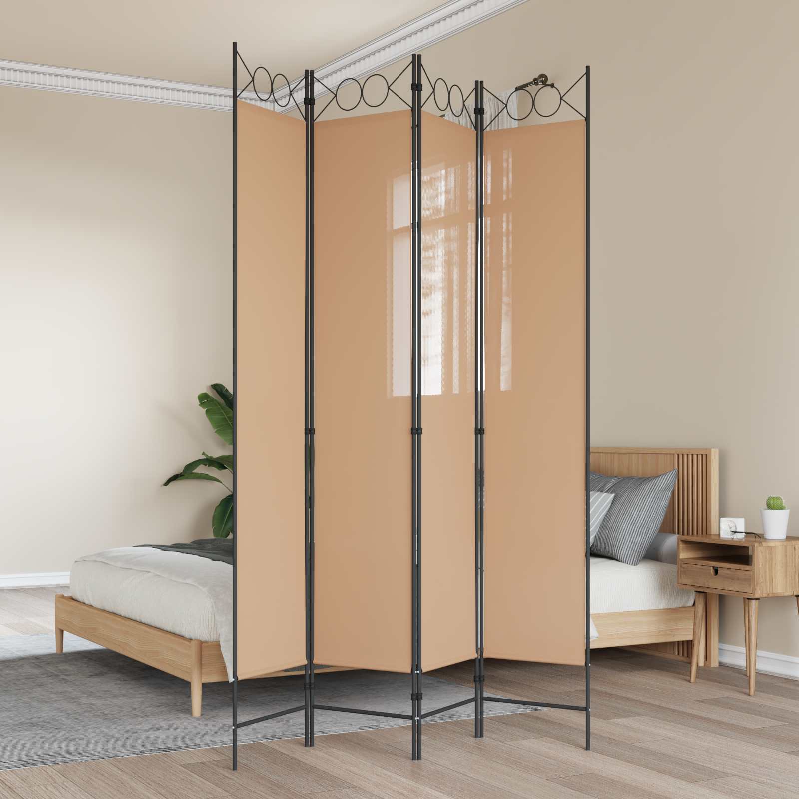 vidaXL Room Divider Beige 160 x 220 cm Fabric 1