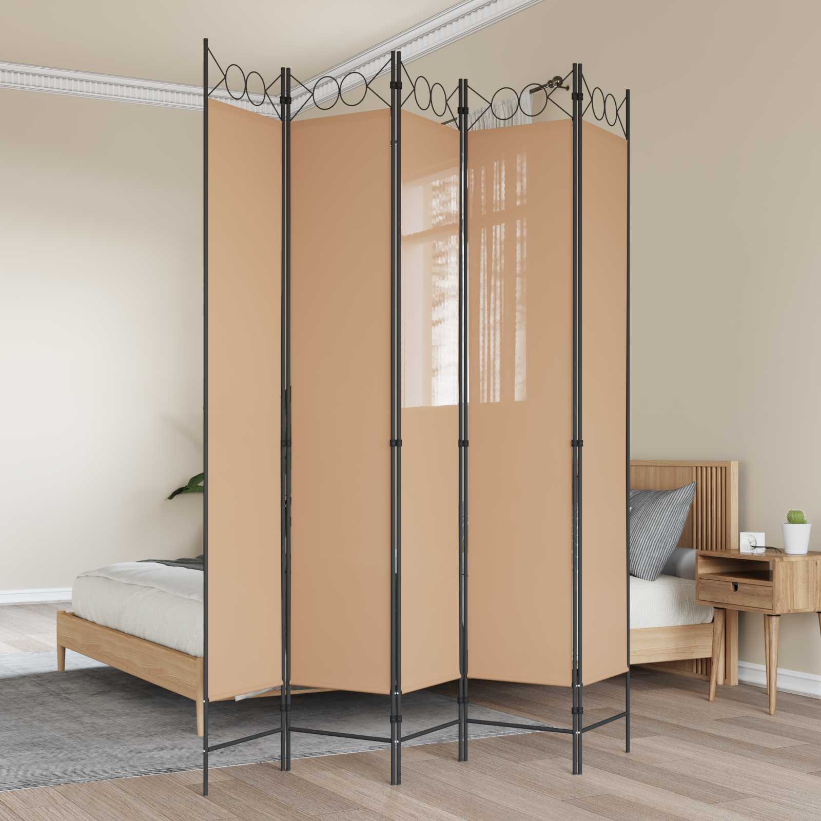 vidaXL Room Divider Beige 200 x 220 cm Fabric 1