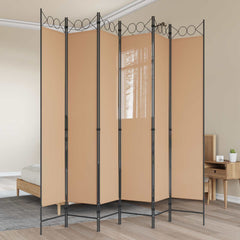 vidaXL 6-Panel Room Divider Beige 240 x 220 cm Fabric 1