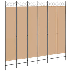 vidaXL 6-Panel Room Divider Beige 240 x 220 cm Fabric 2
