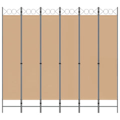 vidaXL 6-Panel Room Divider Beige 240 x 220 cm Fabric 4