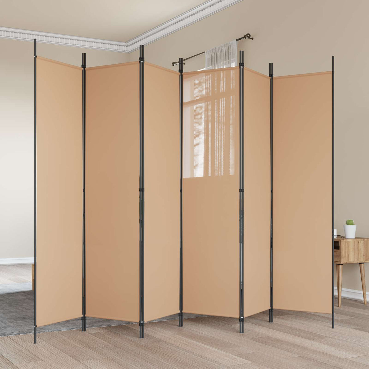 vidaXL 6-Panel Room Divider Beige 300 x 200 cm Fabric 1