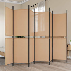 vidaXL 6-Panel Room Divider Beige 300 x 180 cm Fabric 1