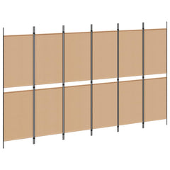 vidaXL 6-Panel Room Divider Beige 300 x 180 cm Fabric 2