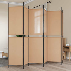 vidaXL 6-Panel Room Divider Beige 300 x 200 cm Fabric 1