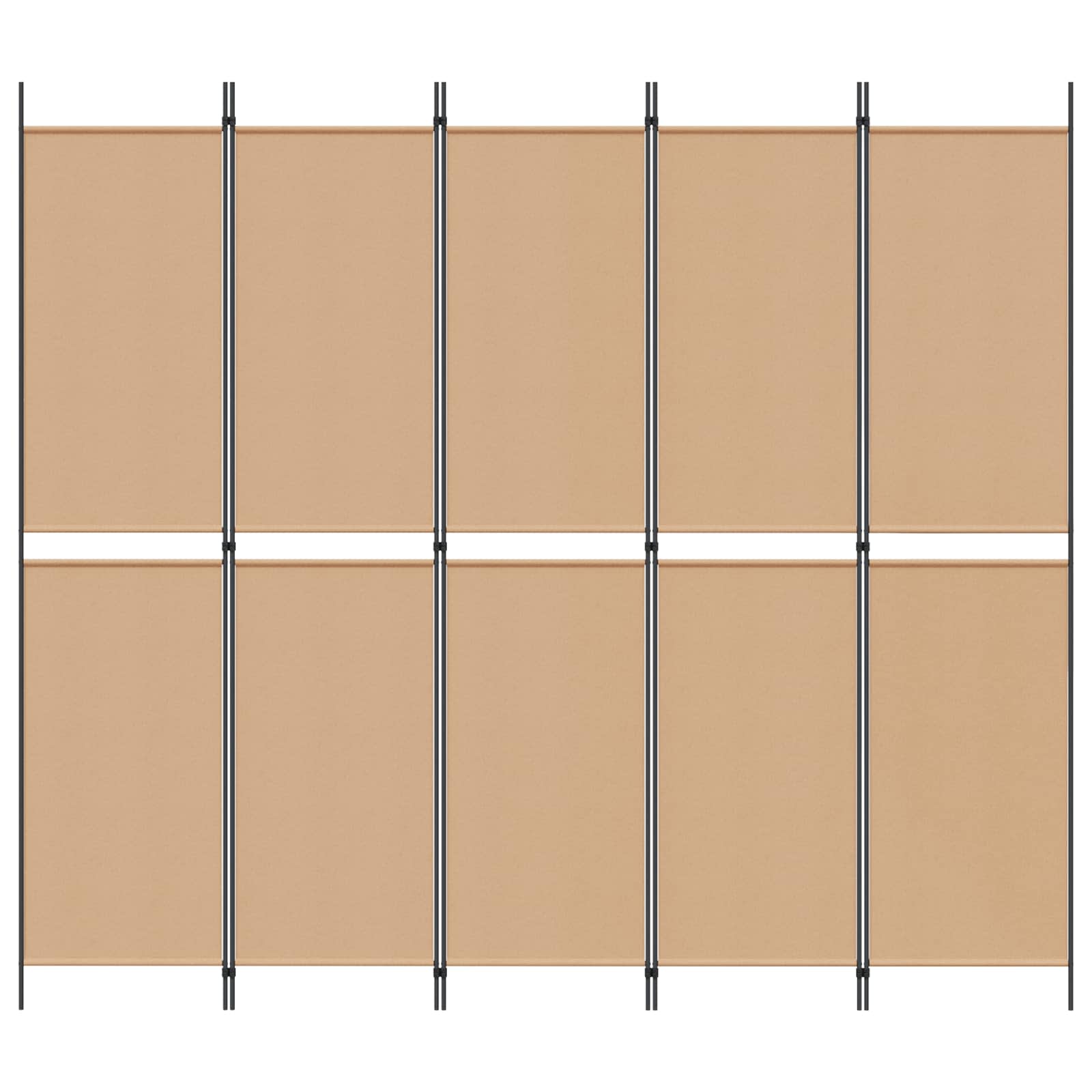 vidaXL 5-Panel Room Divider Beige 250 x 220 cm Fabric 4