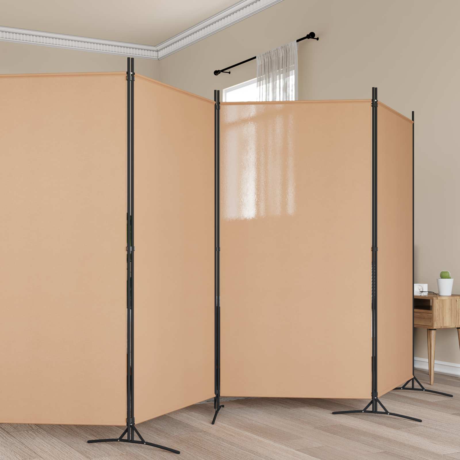 vidaXL 5-Panel Room Divider Beige 433 x 180 cm Fabric 1