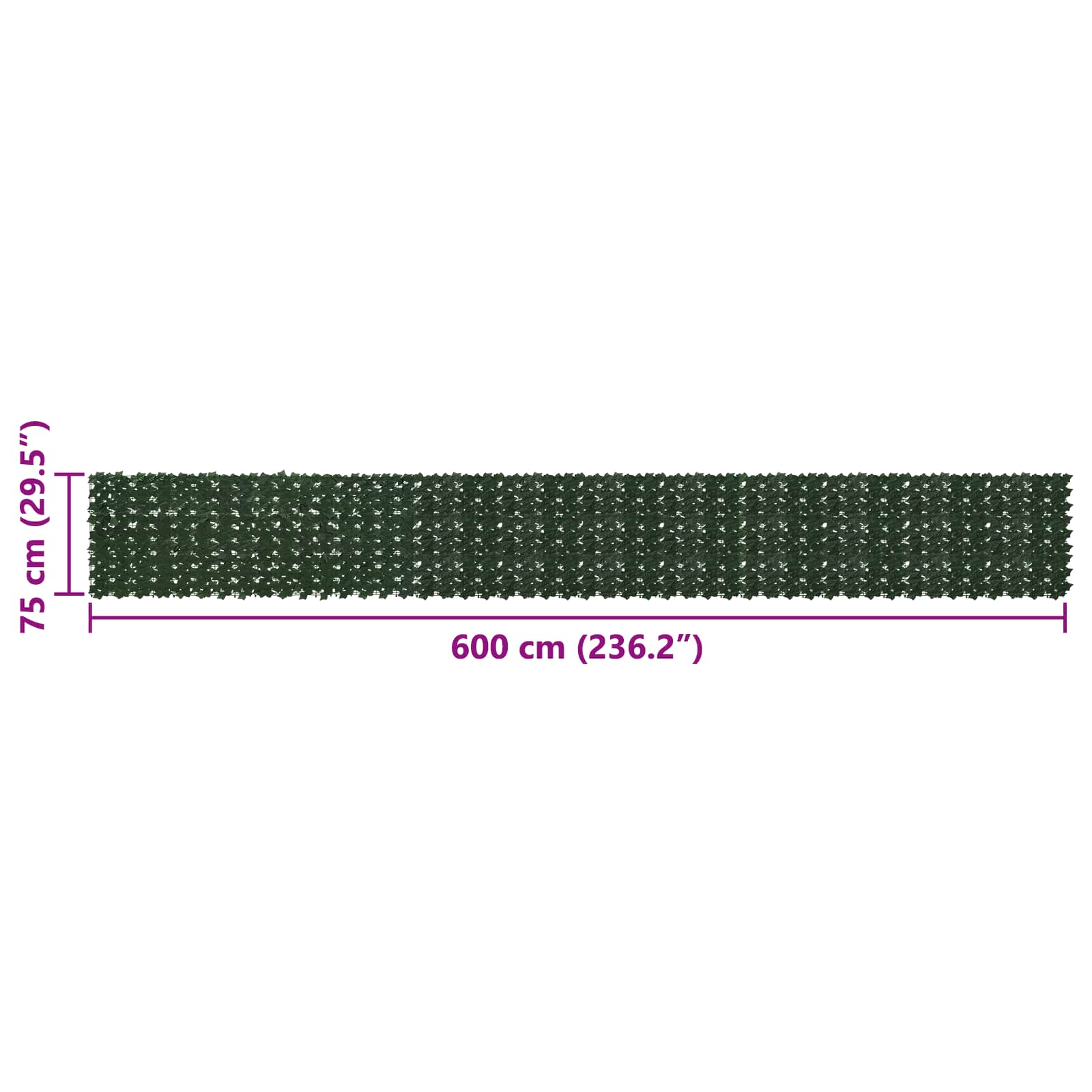 vidaXL Balcony Screen with Leaves Dark Green 600 x 75 cm 5