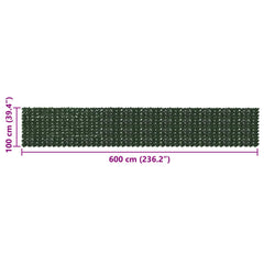 vidaXL Balcony Screen with Leaves Dark Green 600 x 100 cm 5