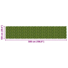 vidaXL Balcony Screen with Leaves Green and Yellow 500 x 100 cm 5