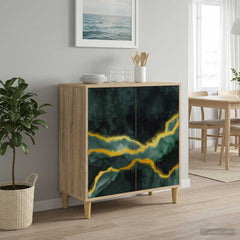 Sideboard BONN Sonoma 69 x 33 x 75 cm Engineered Wood Teal marble print