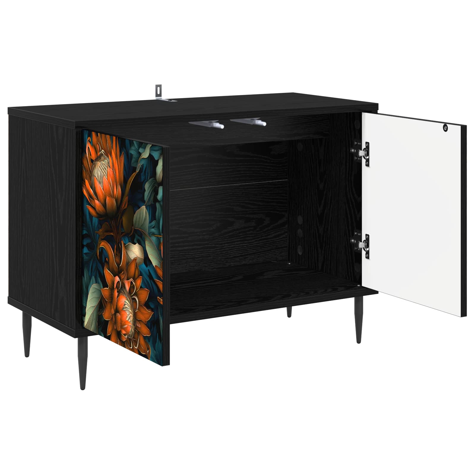 vidaXL TV Cabinet LOCHEM 69 x 33 x 50.5 cm Black Oak Engineered Wood 3