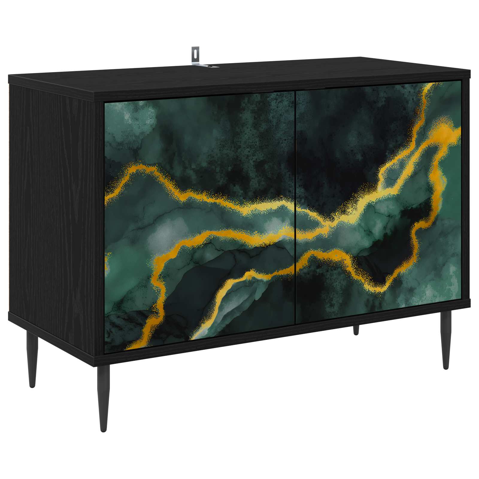 vidaXL TV Cabinet WIJHE 69 x 33 x 50.5 cm Black Oak Engineered Wood 2