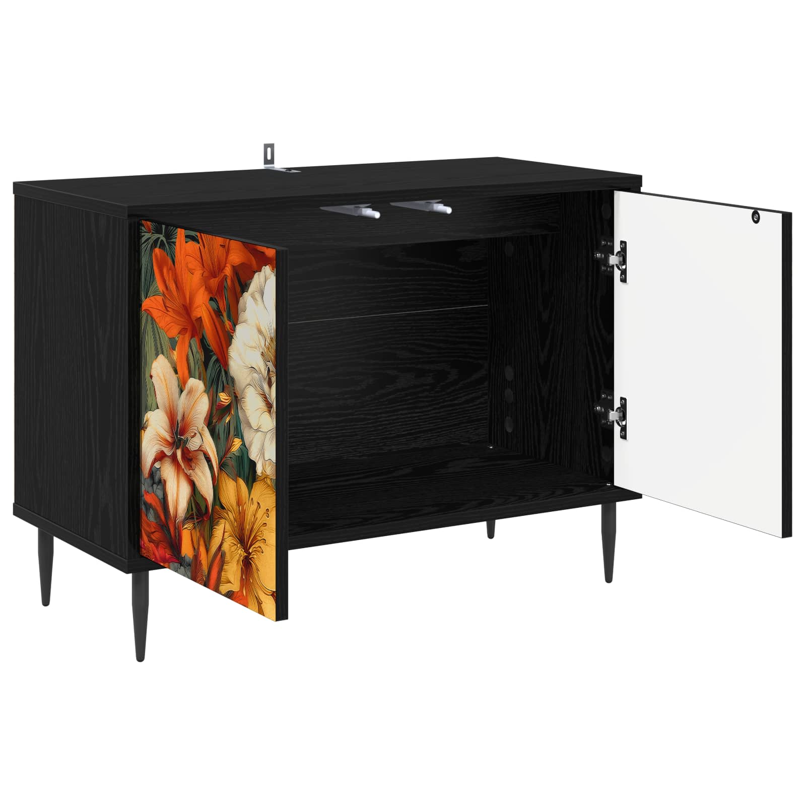 vidaXL TV Cabinet GENNEP 69 x 33 x 50.5 cm Black Oak Engineered Wood 3