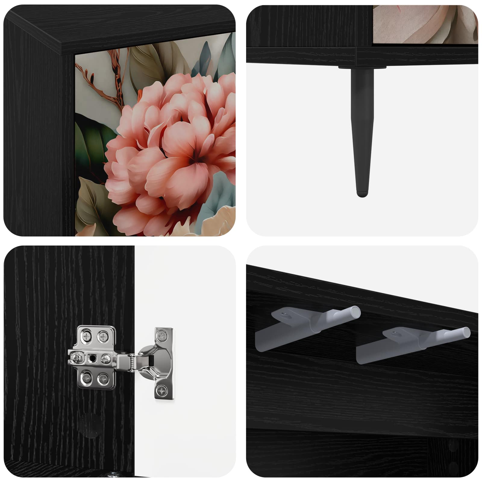 vidaXL TV Cabinet BORNE 69 x 33 x 50.5 cm Black Oak Engineered Wood 6