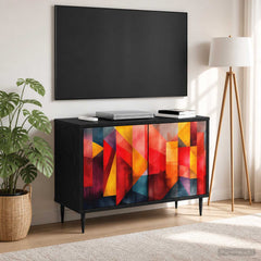 vidaXL TV Cabinet HEESCH 69 x 33 x 50.5 cm Black Oak Engineered Wood 3