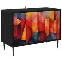 vidaXL TV Cabinet HEESCH 69 x 33 x 50.5 cm Black Oak Engineered Wood 2