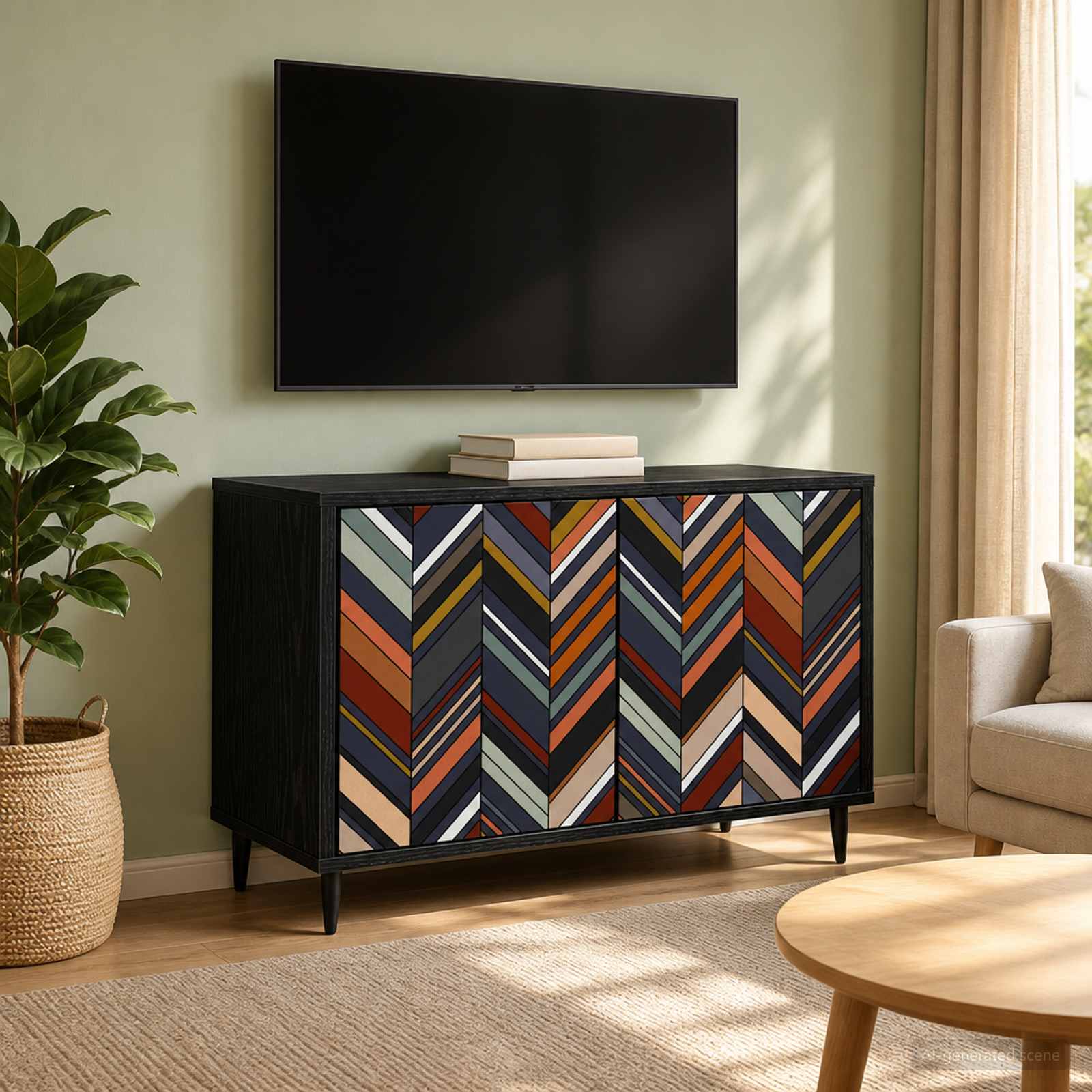 vidaXL TV Cabinet OMMEN 69 x 33 x 50.5 cm Black Oak Engineered Wood 1