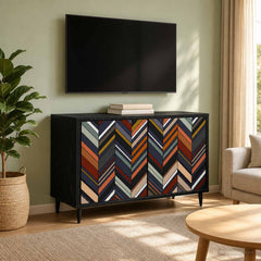 vidaXL TV Cabinet OMMEN 69 x 33 x 50.5 cm Black Oak Engineered Wood 1
