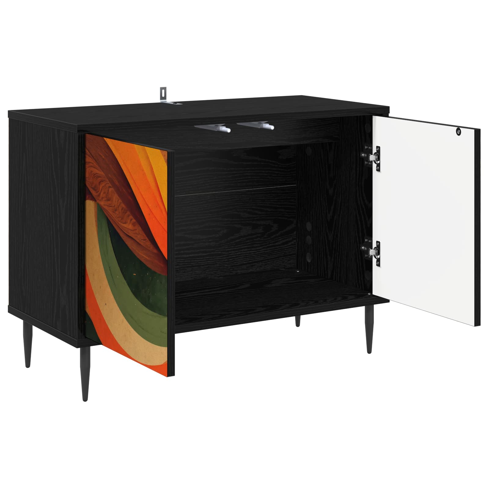 vidaXL TV Cabinet BONN 69 x 33 x 50.5 cm Black Oak Engineered Wood 3