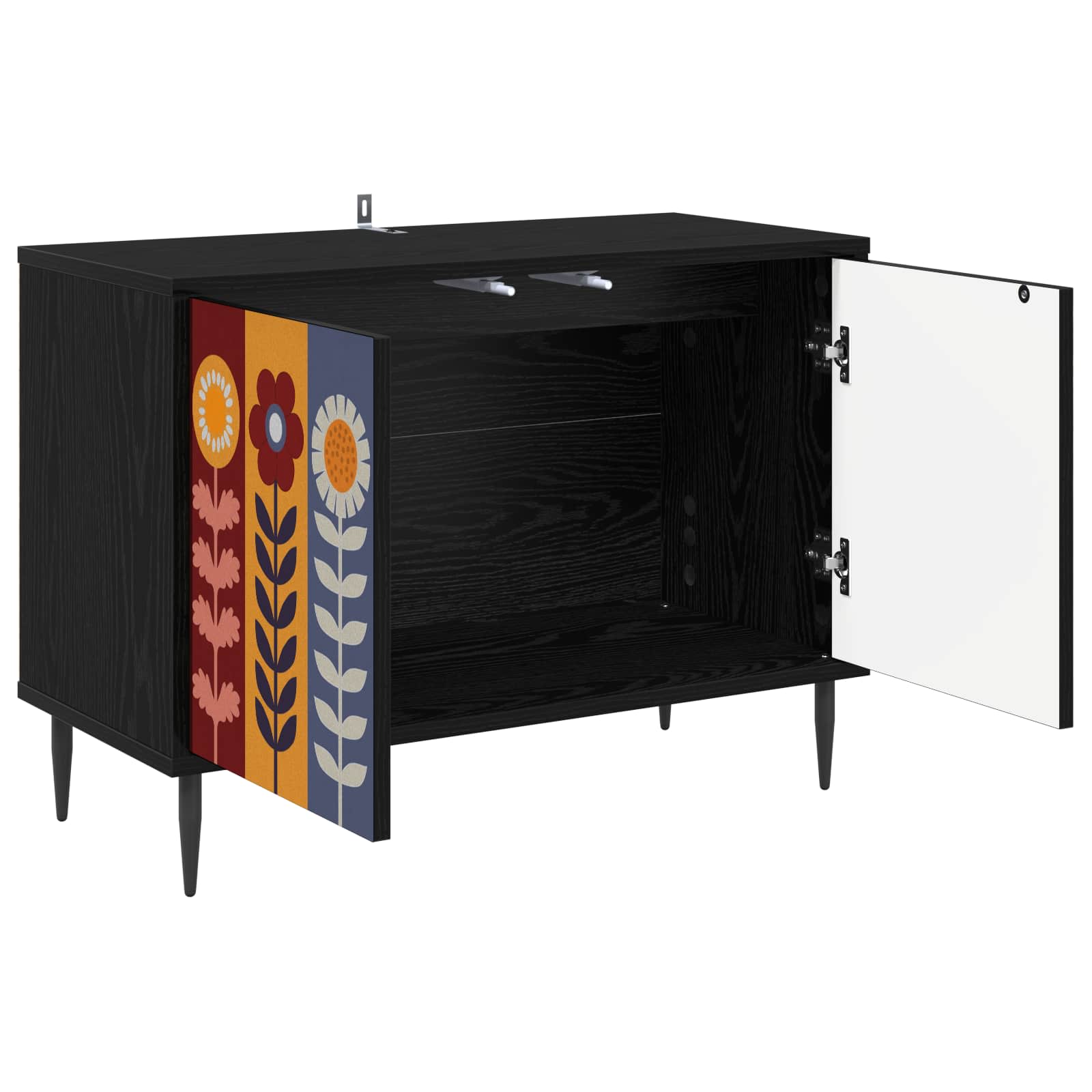 vidaXL TV Cabinet ESSEN 69 x 33 x 50.5 cm Black Oak Engineered Wood 3
