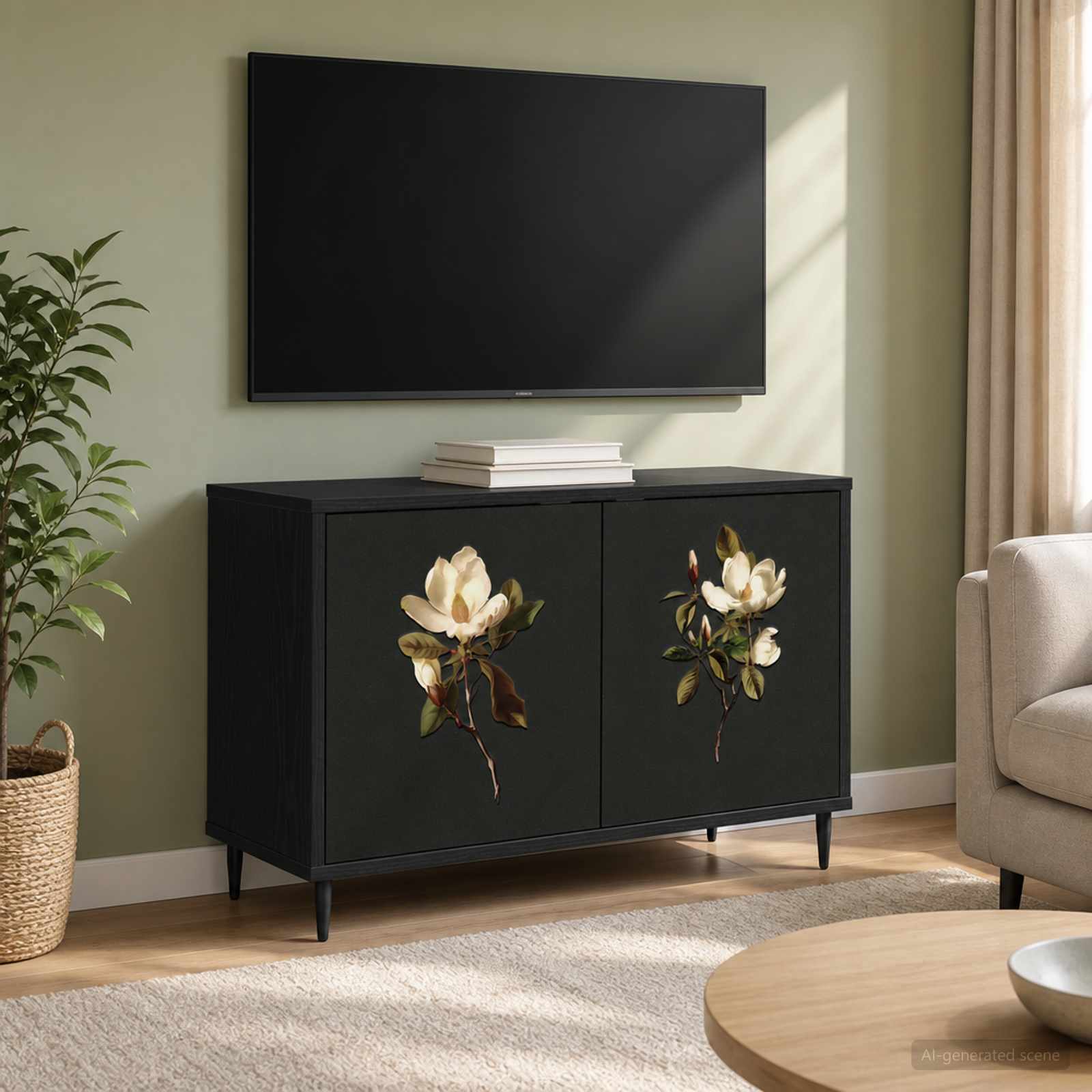 vidaXL TV Cabinet BREMEN 69 x 33 x 50.5 cm Black Oak Engineered Wood 1